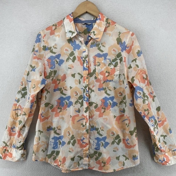 L.L. Bean Tops - L.L. Bean Floral Button Down Shirt - Orange, Blue, Green